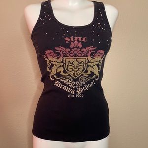 Zinc brand Screen print and bleach black rib tank L